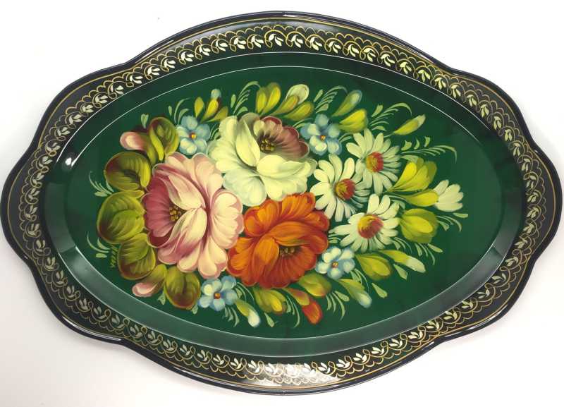 Zhostovo Hand Painted Metal Tray