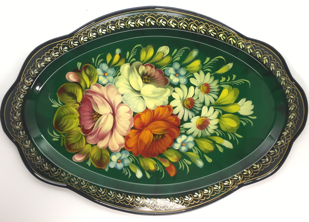 Zhostovo Hand Painted Metal Tray