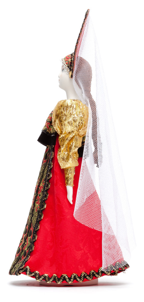 Porcelain Doll in a Russian Dress and Kokoshnik - 11 Inches (by Le Russe)