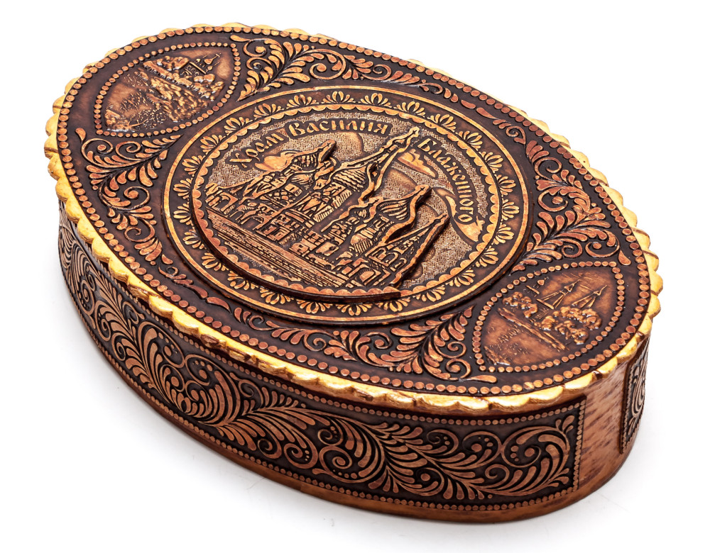 150x100 mm Saint Basil Cathedral hand made Birchbark Jewelry Box (by Maxim Birch)