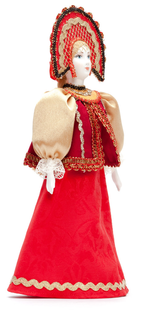Porcelain Doll in a Russian Dress and Kokoshnik - 11 Inches (by Le Russe)