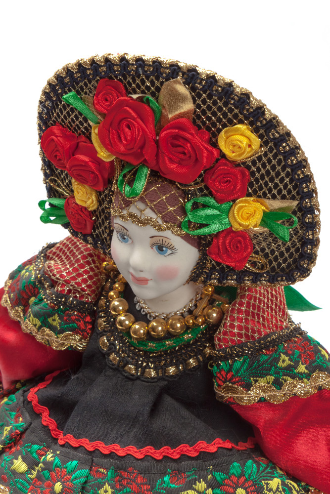 Russian Girl in a Red Dress Kettle Porcelain Doll Warmer - 16 Inches