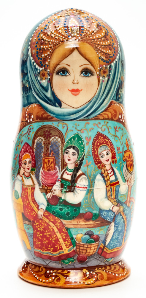 Shop Exclusive Nesting Dolls 180 mm The Tale of Tsar Saltan hand painted on Wooden Matryoshka doll 5 pcs (by Natalia Crafts) online at Skazka.site | Eligible for fast shipping and free returns. 180 mm The Tale of Tsar Saltan hand painted on Wooden Matryoshka doll 5 pcs (by Natalia Crafts)