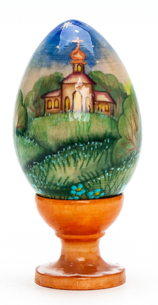 100mm Angel with a Lamp handpainted wooden Egg with standby (by Andrey Christams Ornaments Studio)