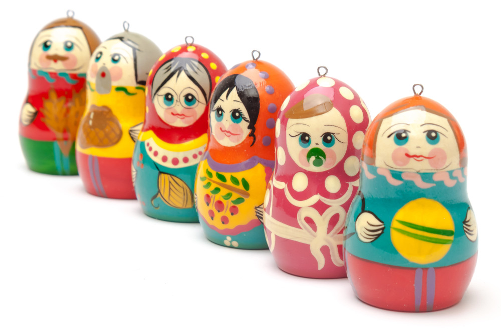Russian Family Wooden Christmas Tree Ornaments 3 pcs