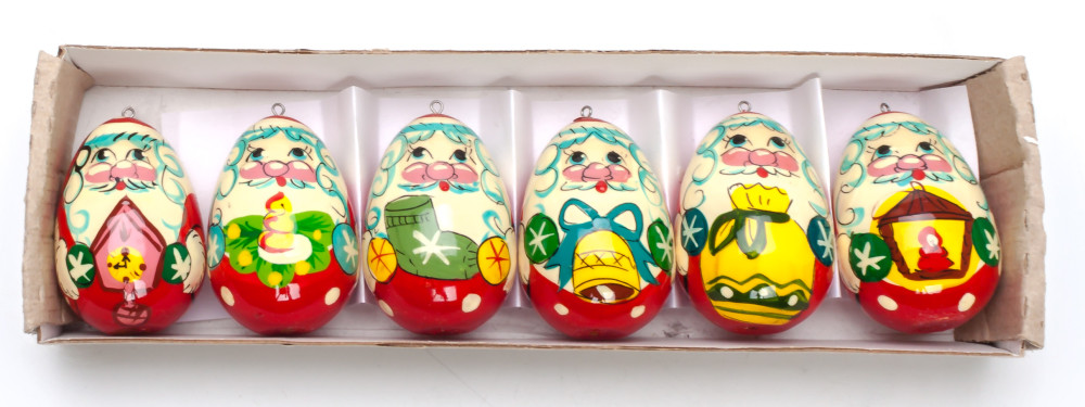 220x70 mm Russian Christmas Tree Ornaments set of 6 pcs (by Andrey Studio)