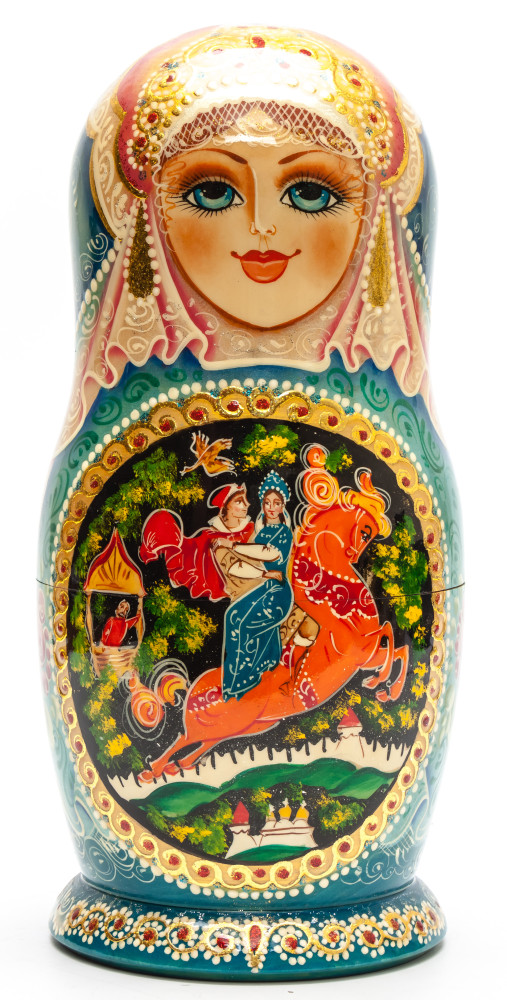 Shop Exclusive Nesting Dolls 280 mm Sleeping Beauty fairytale hand painted wooden Matryoshka doll 10 pcs (by GOLDEN COCKEREL) online at Skazka.site | Eligible for fast shipping and free returns. 280 mm Sleeping Beauty fairytale hand painted wooden Matryoshka doll 10 pcs (by GOLDEN COCKEREL)