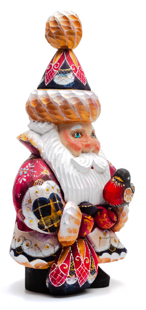 200 mm Santa Claus with a bird and a bag with gifts (by Igor Carved Wooden Figures Studio)