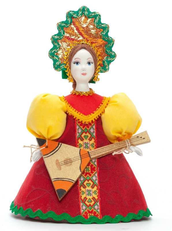 170 mm Young Lady with Balalaika Porcelain Doll (by Le Russe)