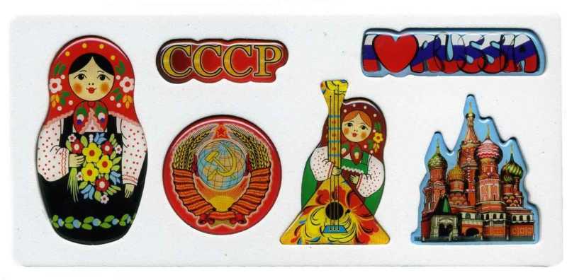 Набор магнитов смола "Матрешка. ХВБ" в блистере и упаковке