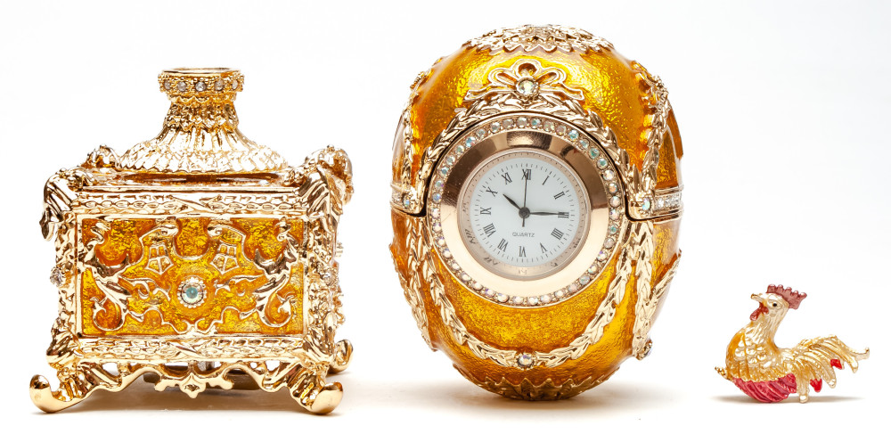 150 mm Golden Music Easter Egg with the Clock