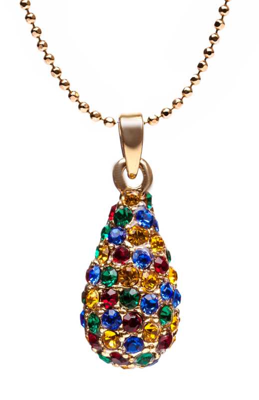 Water Drop with Multi-coloured Rhinestones Egg Pendant