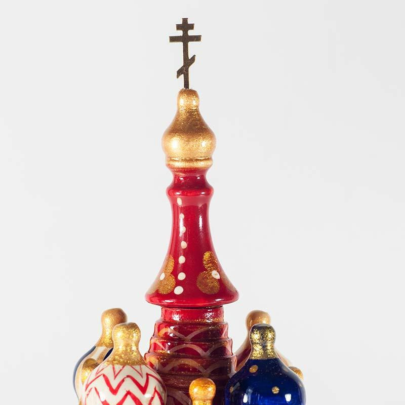 230 mm Saint Basil's Cathedral Khokhloma Art hand painted Wooden Music Box (by Nightingale Crafts)