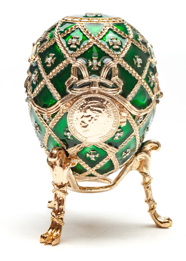 90 mm The Cross of Snt George with Portrait of Tsar Nicholas II of Russia Easter Egg