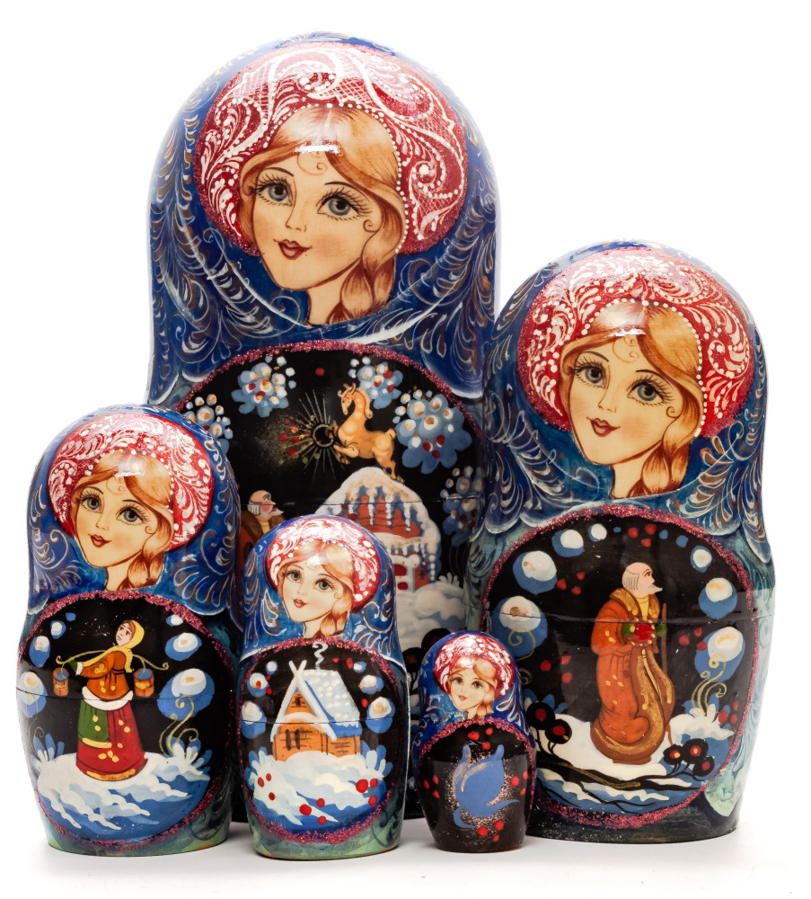 Shop Exclusive Nesting Dolls 180 mm A Little Silver Hoof handpainted Wooden Matryoshka Doll 5 pcs (by Sheherazade) online at Skazka.site | Eligible for fast shipping and free returns. 180 mm A Little Silver Hoof handpainted Wooden Matryoshka Doll 5 pcs (by Sheherazade)