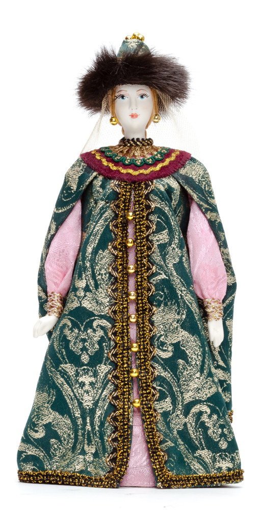 Russian Beauty hand made Porcelain Doll in a Fur Hat - 11 Inches (by Le Russe)