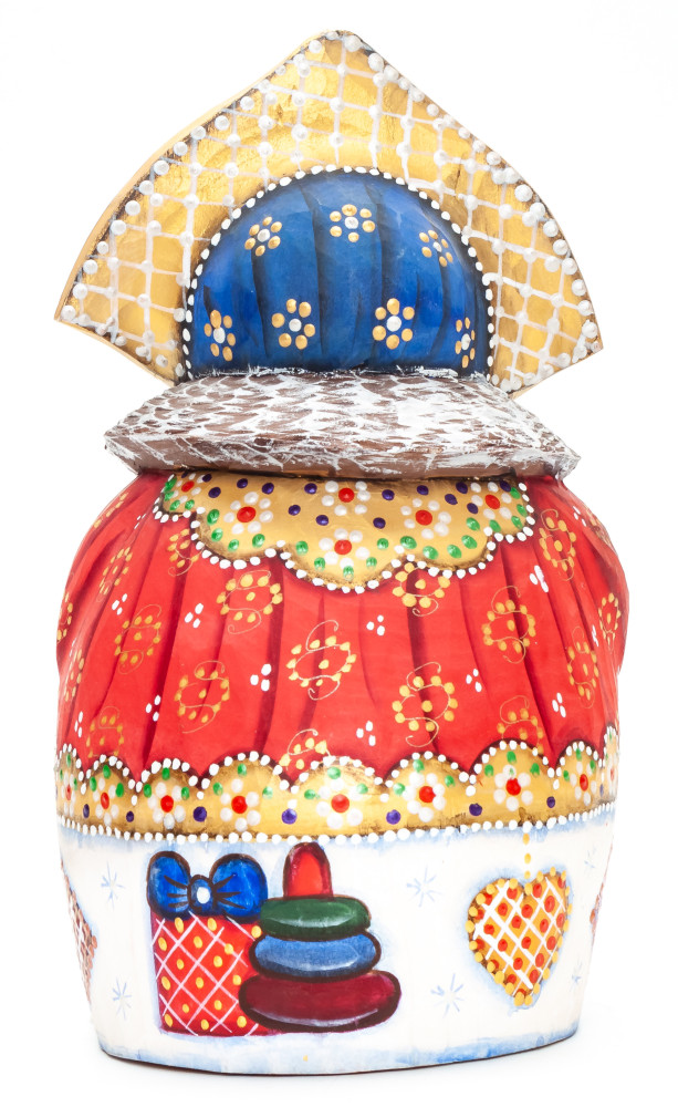 160 mm Snowman hand painted wooden figurine (by Natalia Nikitina Workshop)