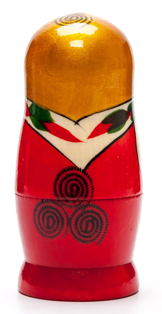 95 mm Golden Head Semenovskaya Hand Painted Wooden Matryoshka Nesting Doll 4 pcs inside  (by Ivan Studio)