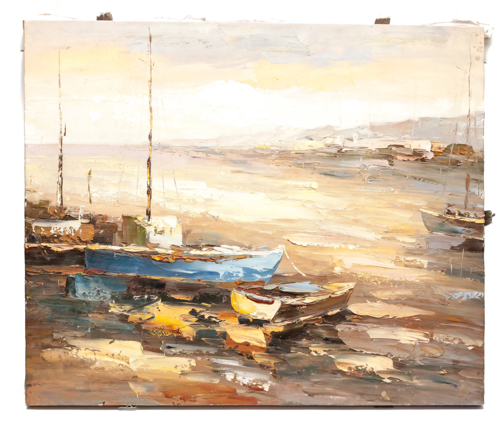 600x500 mm At The Pier by Solovyov hand painted on Canvas painting (by Skazka)