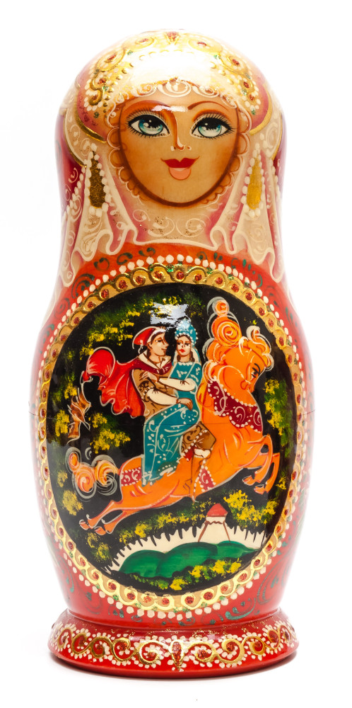 260 mm Sleeping Beauty fairytale hand painted wooden Matryoshka doll 7 pcs (by GOLDEN COCKEREL)