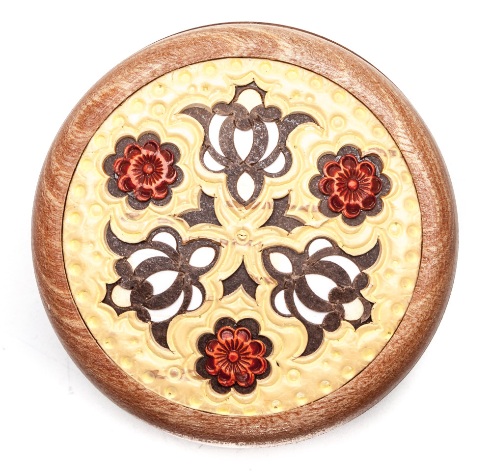 d 60 mm Siberian Patterns hand made Birchbark Jewelry Box (by Maxim Birch)