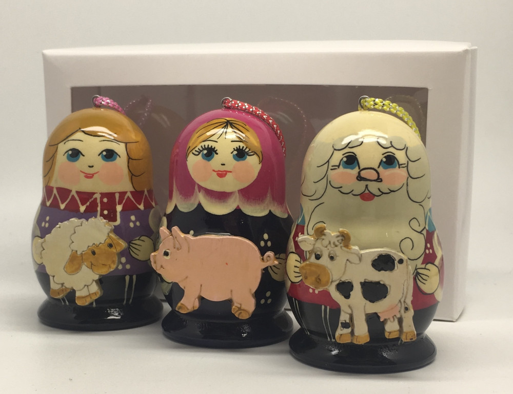 Matryoshka with Animals Christmas Ornaments 