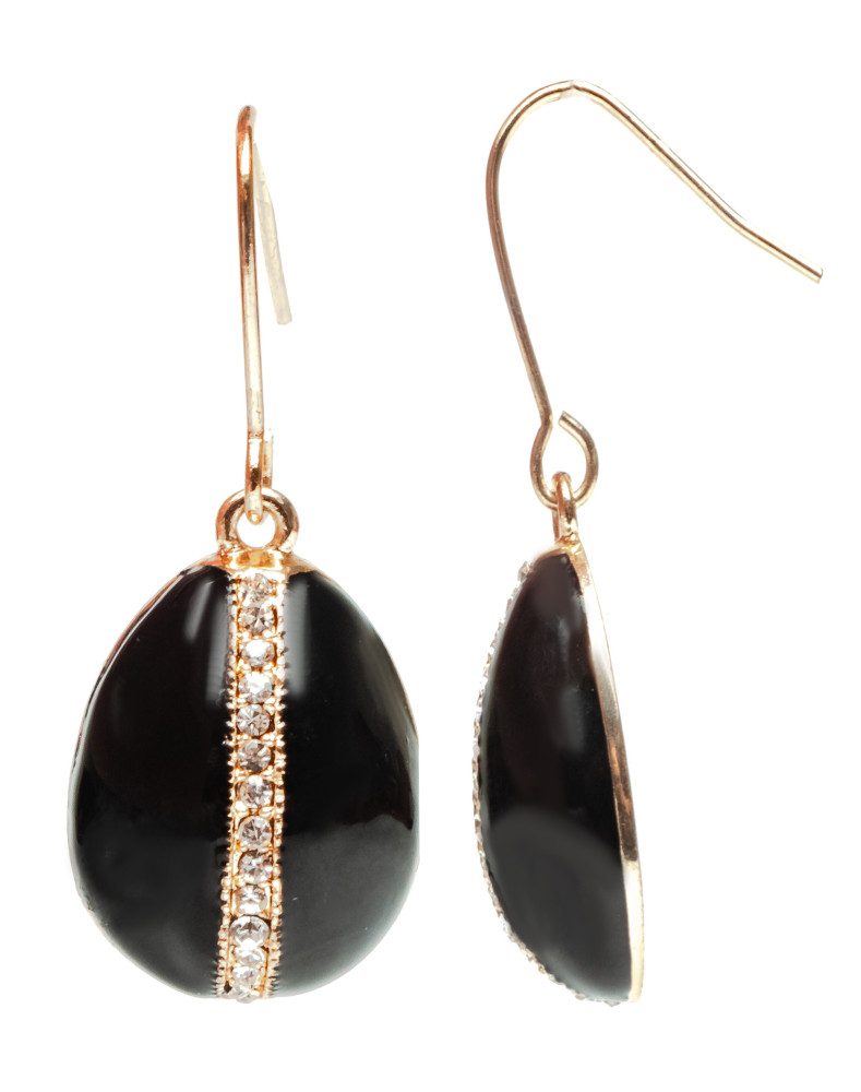 15x35 mm Dark Drops Black Egg Shaped Earrings