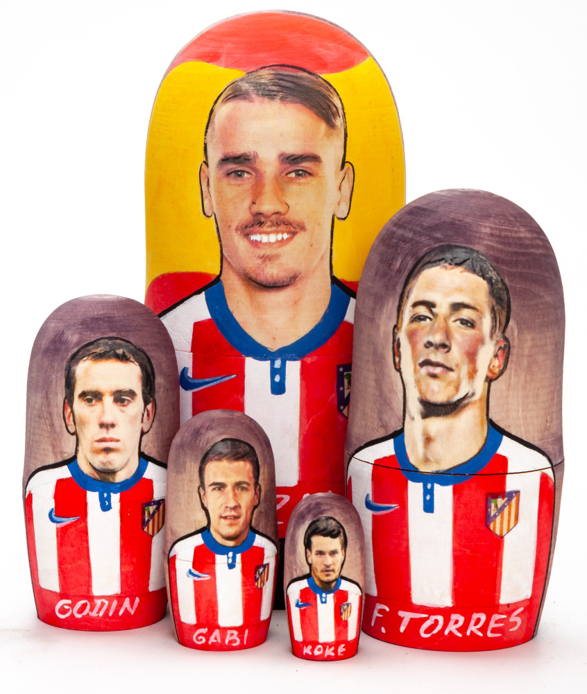 180mm Antoine Griezman from Atletico Madrid Hand Painted Matryoshka Doll 5 pcs (by Konstantin Studio)