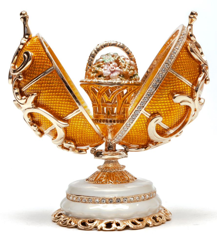 125 mm Ornamental Golden Medium Easter Egg with the Gift insude