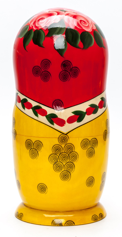 260 mm Red Head Semenovskaya handpainted wooden Matryoshka Doll 10 pcs (by Ivan Studio)
