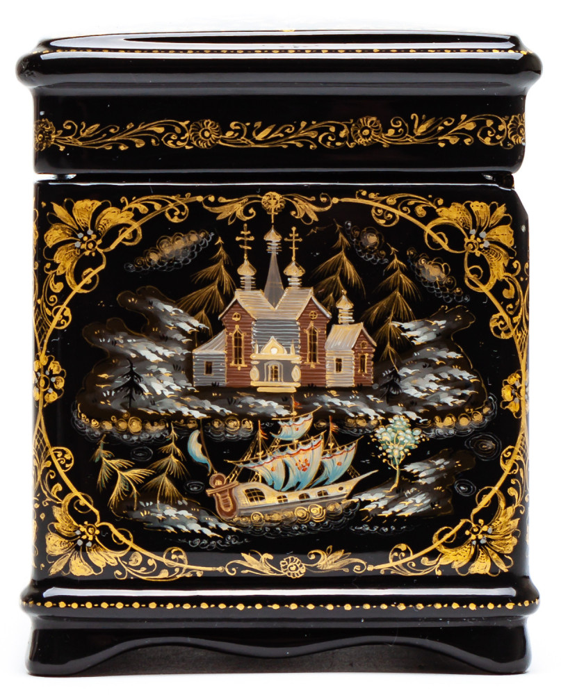 80x60mm Russian North Hand Painted Jewellery Box (by Sadko Workshop)