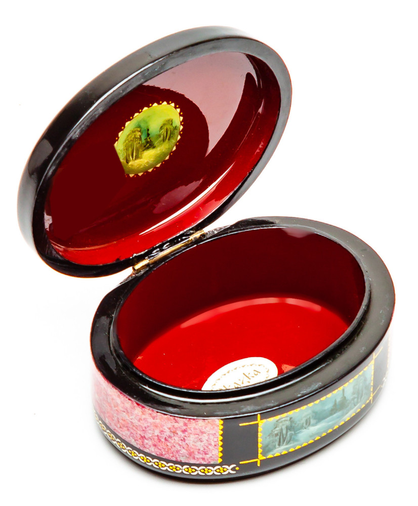 80x60mm Russian Winter Hand Painted Jewellery Box (by Tatiana Shkatulka Crafts)