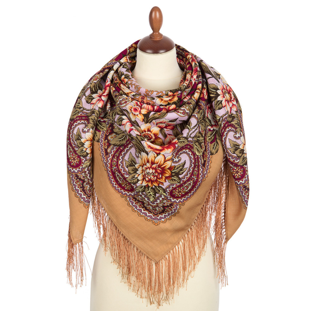 Shop Woolen Scarves with Silk Fringe 125x125 cm Платок «Родниковый край» online at Skazka.site | Eligible for fast shipping and free returns. Платок «Родниковый край»