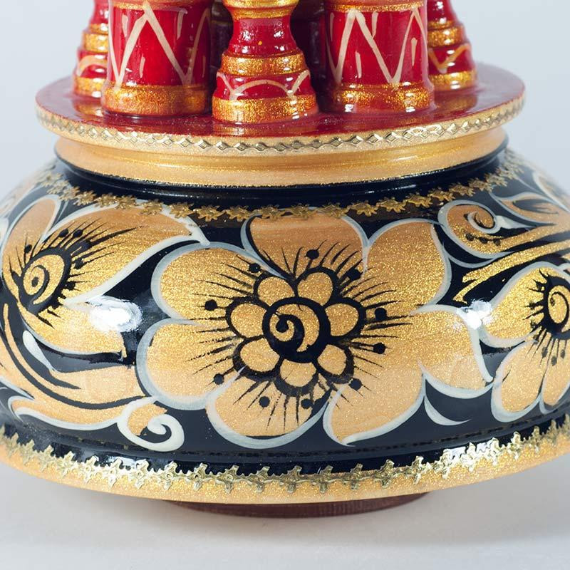 230 mm Saint Basil's Cathedral Khokhloma Art hand painted Wooden Music Box (by Nightingale Crafts)