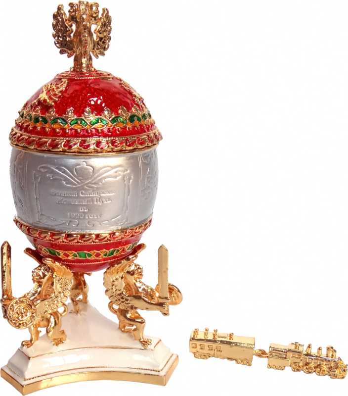 125 mm Trans-Siberian Train Red Enamel Eater Egg