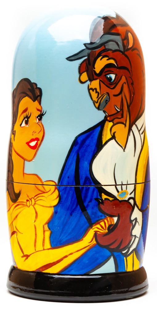 180mm Beauty and the Beast Hand Painted Matryoshka Doll 5 pcs (by Konstantin Studio)