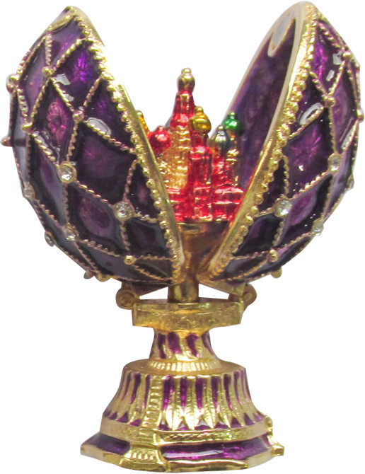 70 mm Saint Basil's Cathedral Golden Trellis Violet Enamel Easter Egg