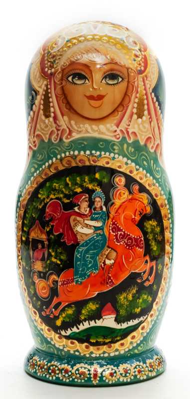 260mm The Tale of Tsar Saltan hand painted Matryoshka round Doll 7pcs (by Golden Cockerel)