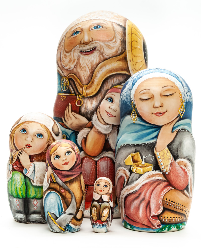 160 mm Santa Claus hand painted wooden Matryoshka doll 5 pcs (by A Studio)