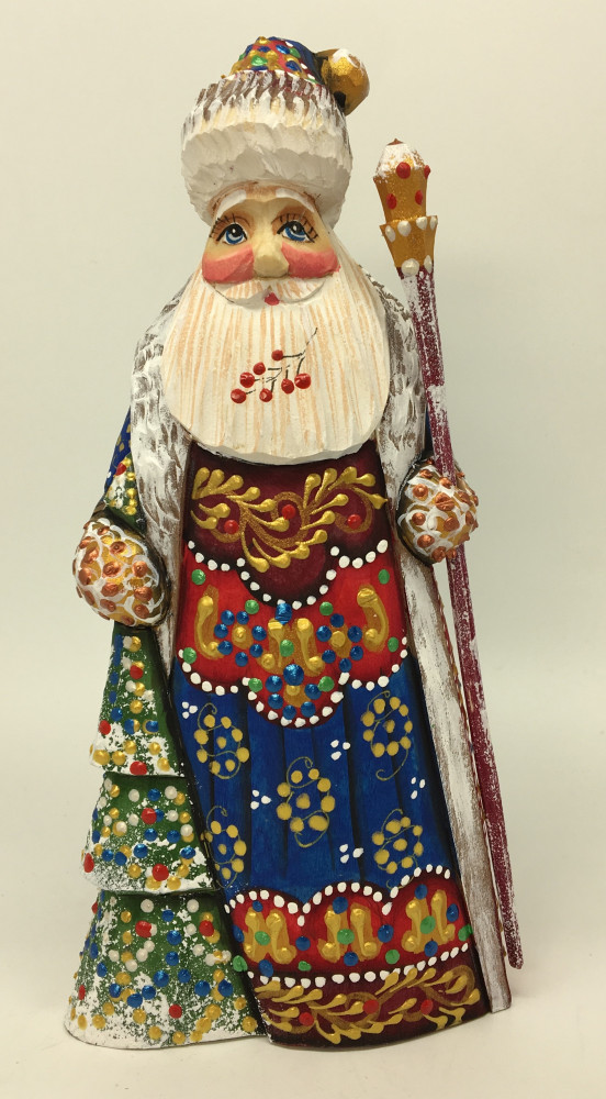 180 mm Santa Claus hand carved and painted wooden statue (by Natalia Workshop)
