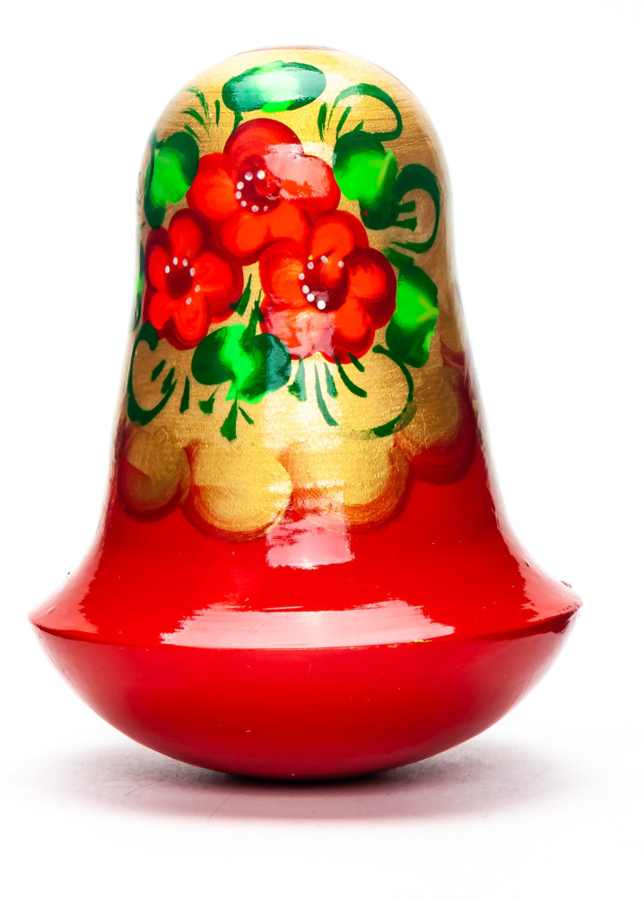 100mm Russian Doll with handpainted Flowers Roly-poly Toy