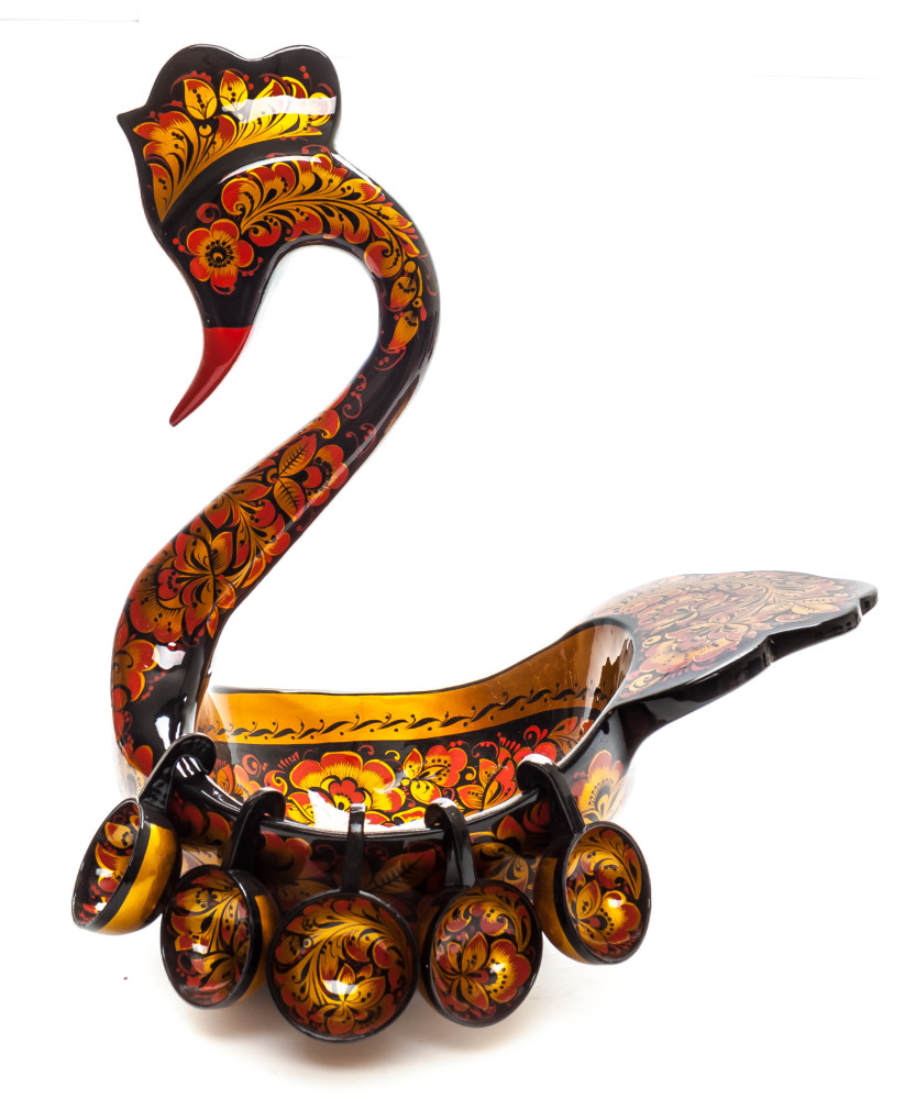 200x300 mm Duck Khokhloma hand painted wooden Ladle for Wine with small Ladles