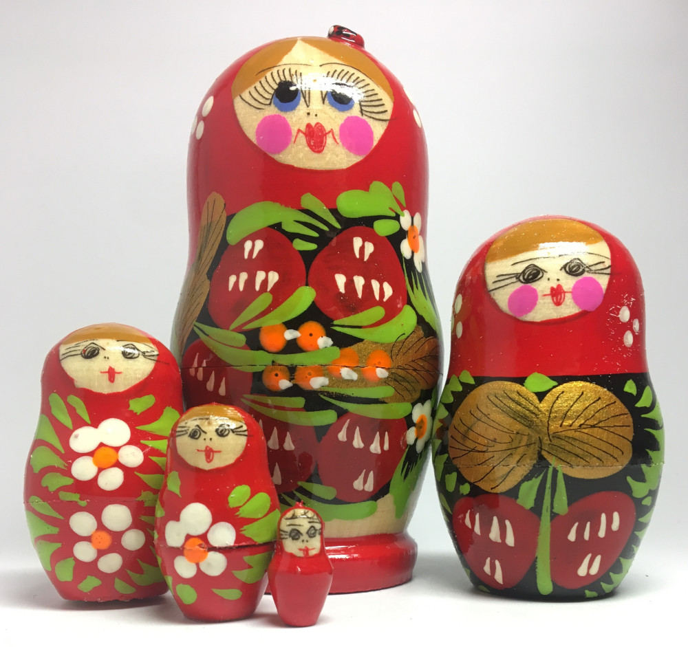 100 mm Maidan Art Hand Painted Matryoshka Doll with Ladybug 5 pcs (by Oleg Crafts)