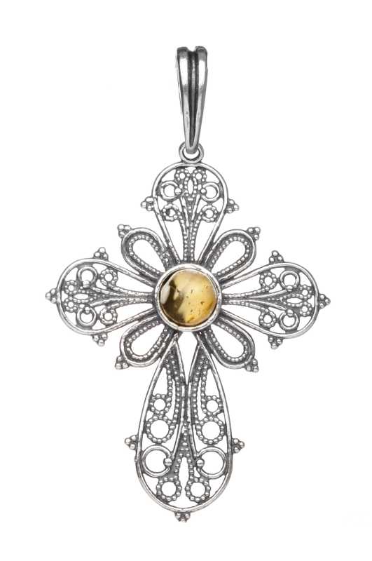 2 g Cross Baltic Amber Pendant