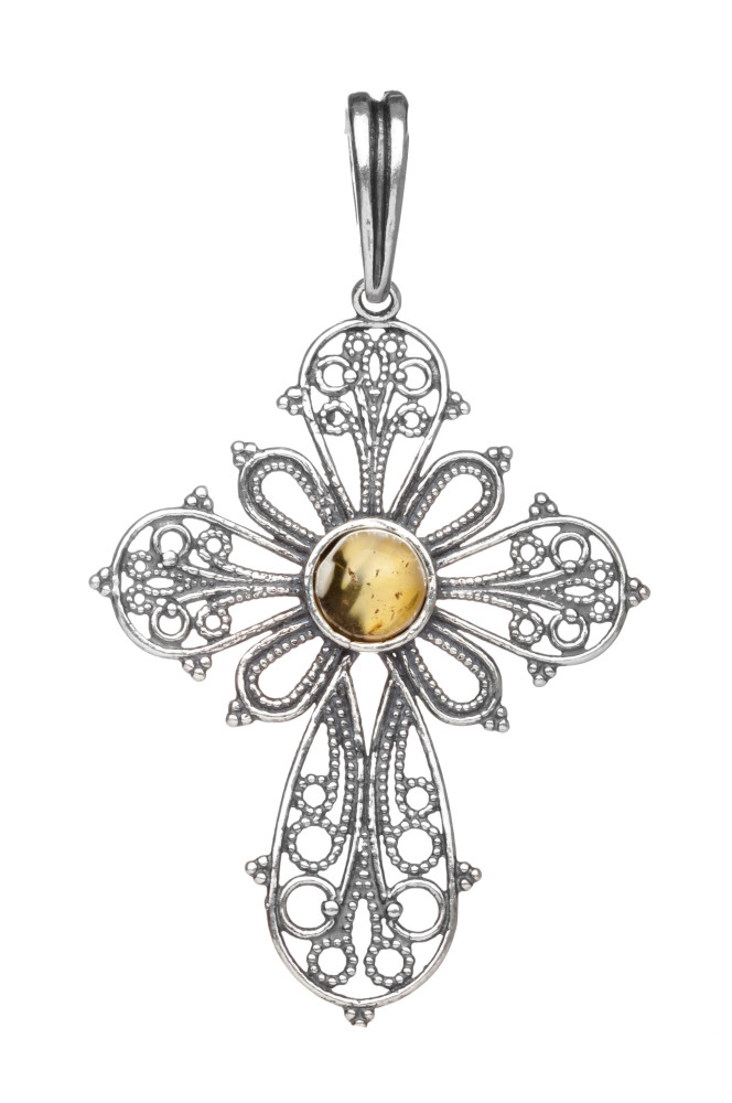 2 g Cross Baltic Amber Pendant