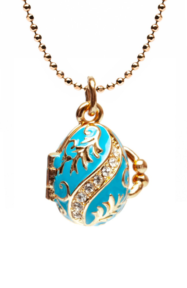 Twisted Opening Light Blue Egg Pendant