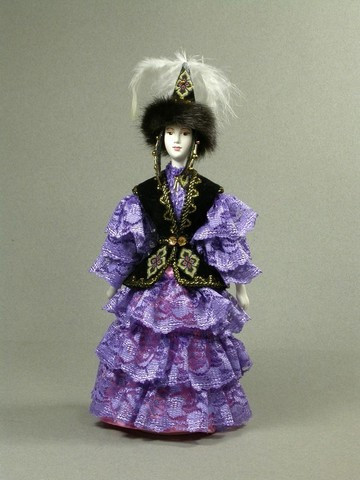 Kazakh Girl hand made Porcelain Doll - 11 Inches (by Le Russe)