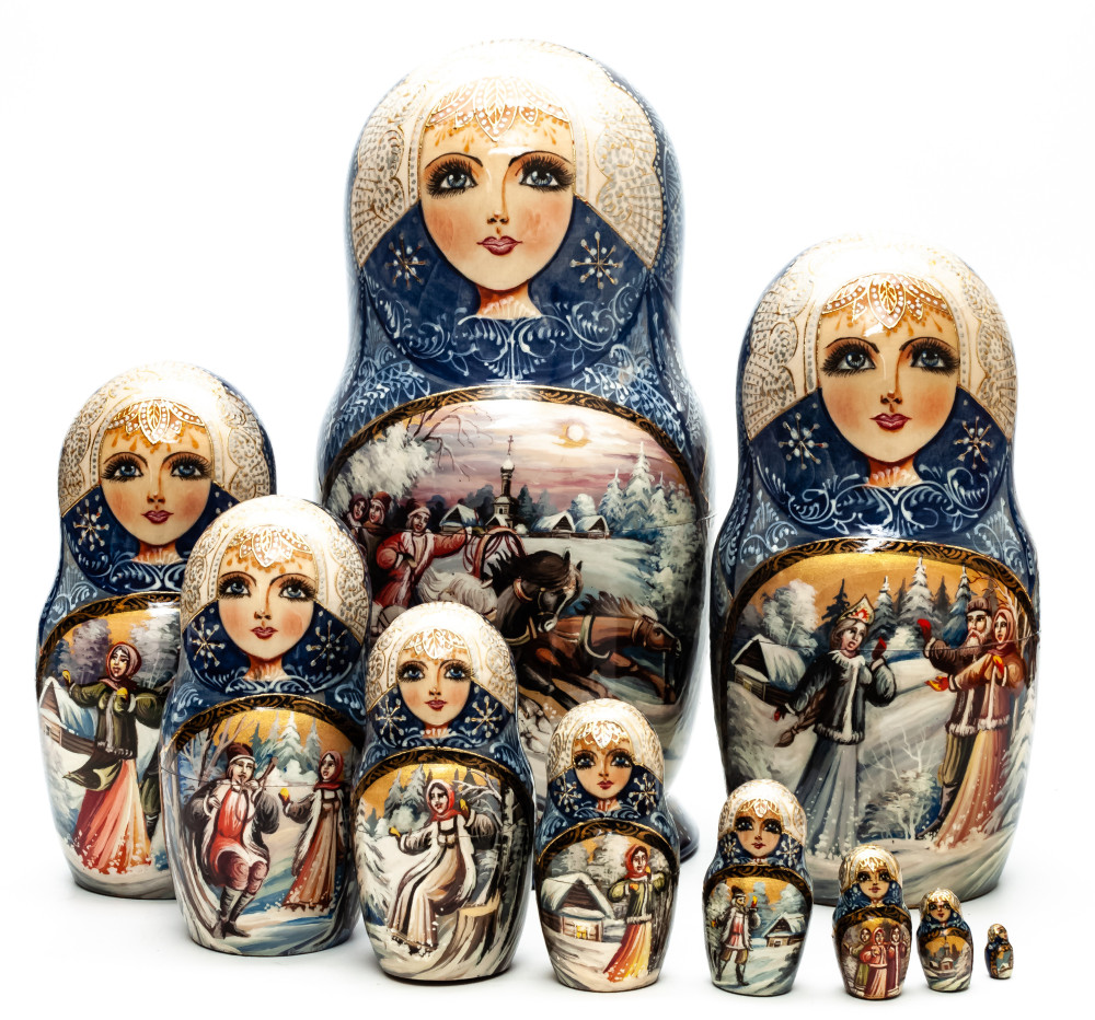 Shop Exclusive Nesting Dolls 280 mm Russian Troika hand painted on Wooden Matryoshka doll 10 pcs (by Trifinov Studio) online at Skazka.site | Eligible for fast shipping and free returns. 280 mm Russian Troika hand painted on Wooden Matryoshka doll 10 pcs (by Trifinov Studio)