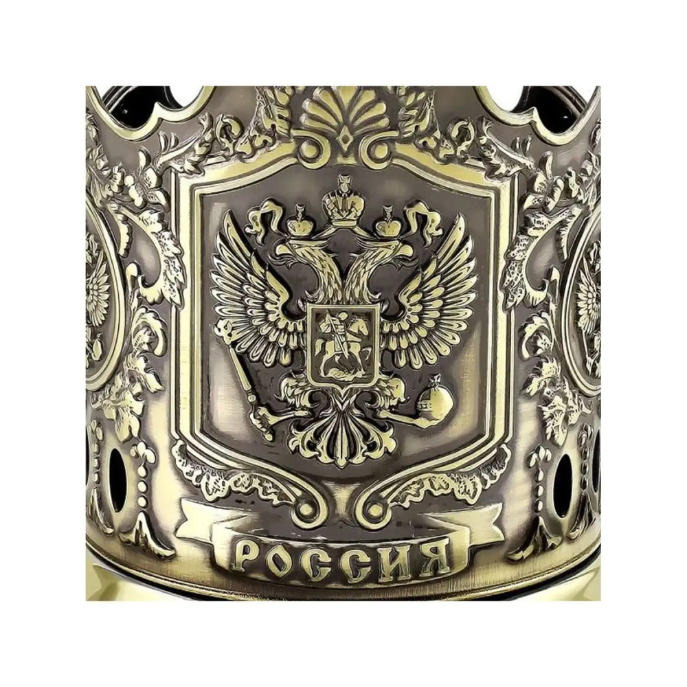 Coat of arms of the Russian Federation pure brass tea glass holder