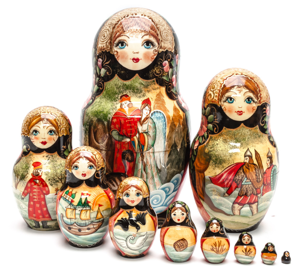 Shop Exclusive Nesting Dolls 230 mm The Swan Princess hand painted on Wooden Matryoshka doll 10 pcs (by Valeria Crafts) online at Skazka.site | Eligible for fast shipping and free returns. 230 mm The Swan Princess hand painted on Wooden Matryoshka doll 10 pcs (by Valeria Crafts)